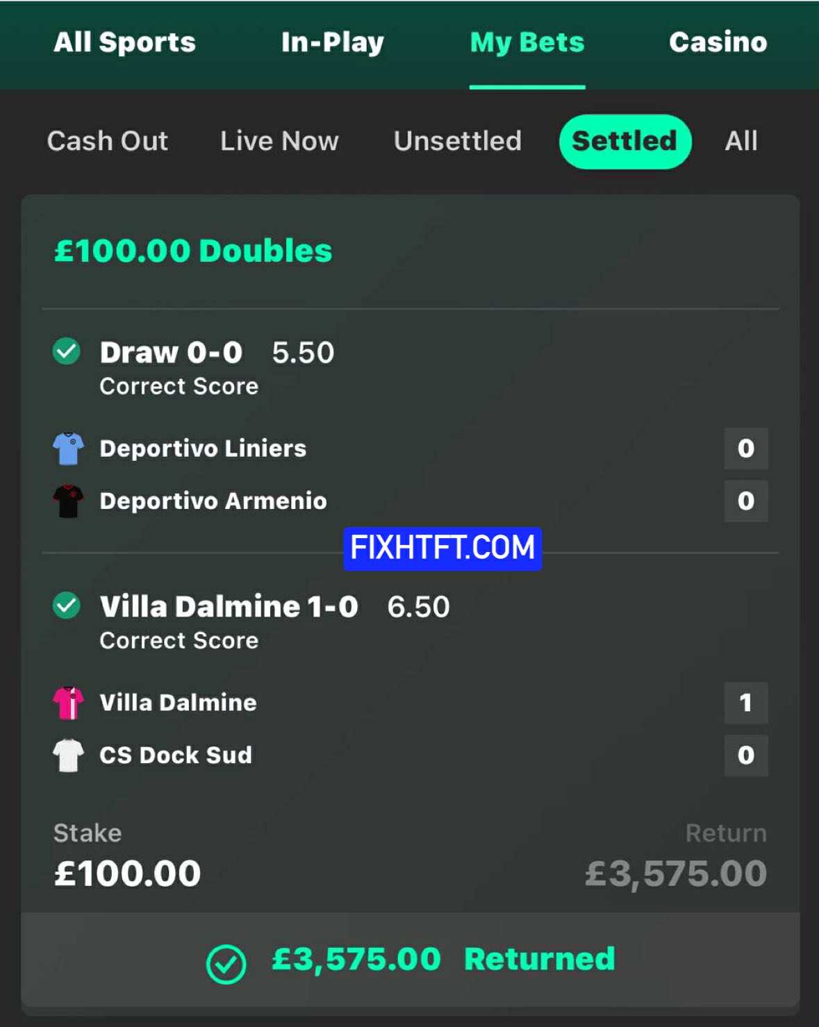 Correct Score Fixed Tips